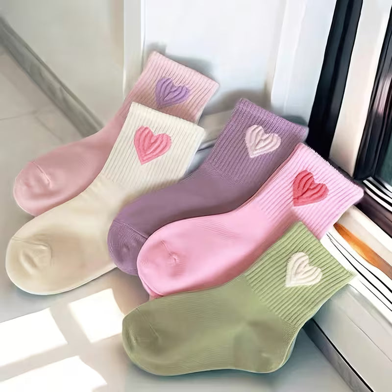 Lot de chaussettes cœurs pastel pour fille