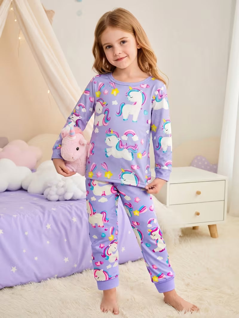 Pyjama licorne violet pour fille