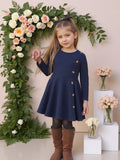 Robe bleu marine boutonnée pour fille