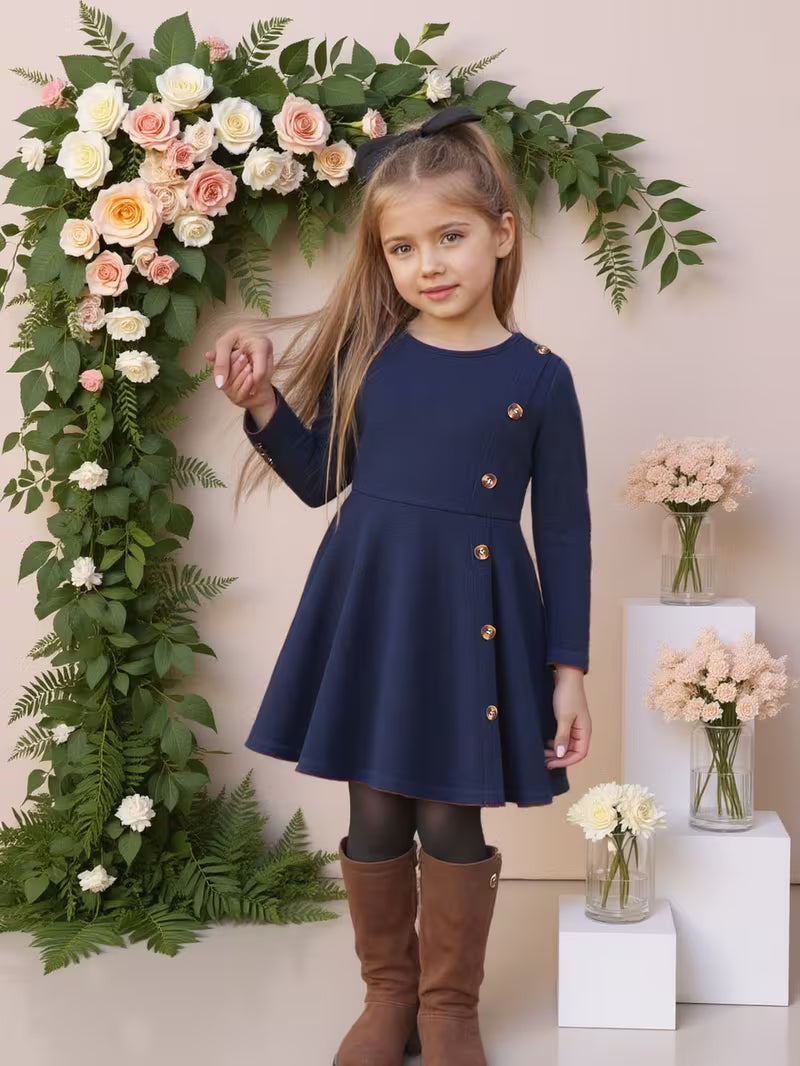 Robe bleu marine boutonnée pour fille